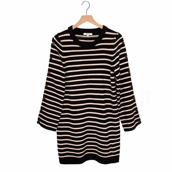 Madewell Striped Mini Long Sleeve Knit Dress - Picture 2 of 10